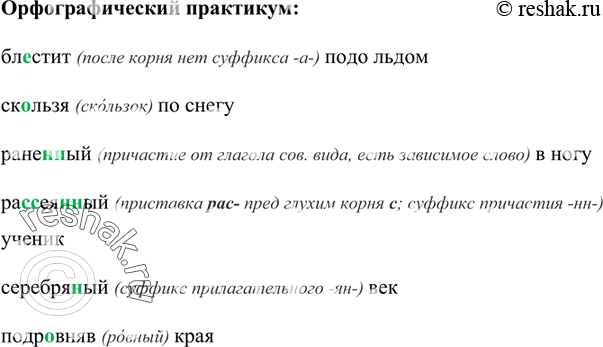 Изображение Орфографический практикум 21 ГДЗ Рыбченкова Александрова 7 класс